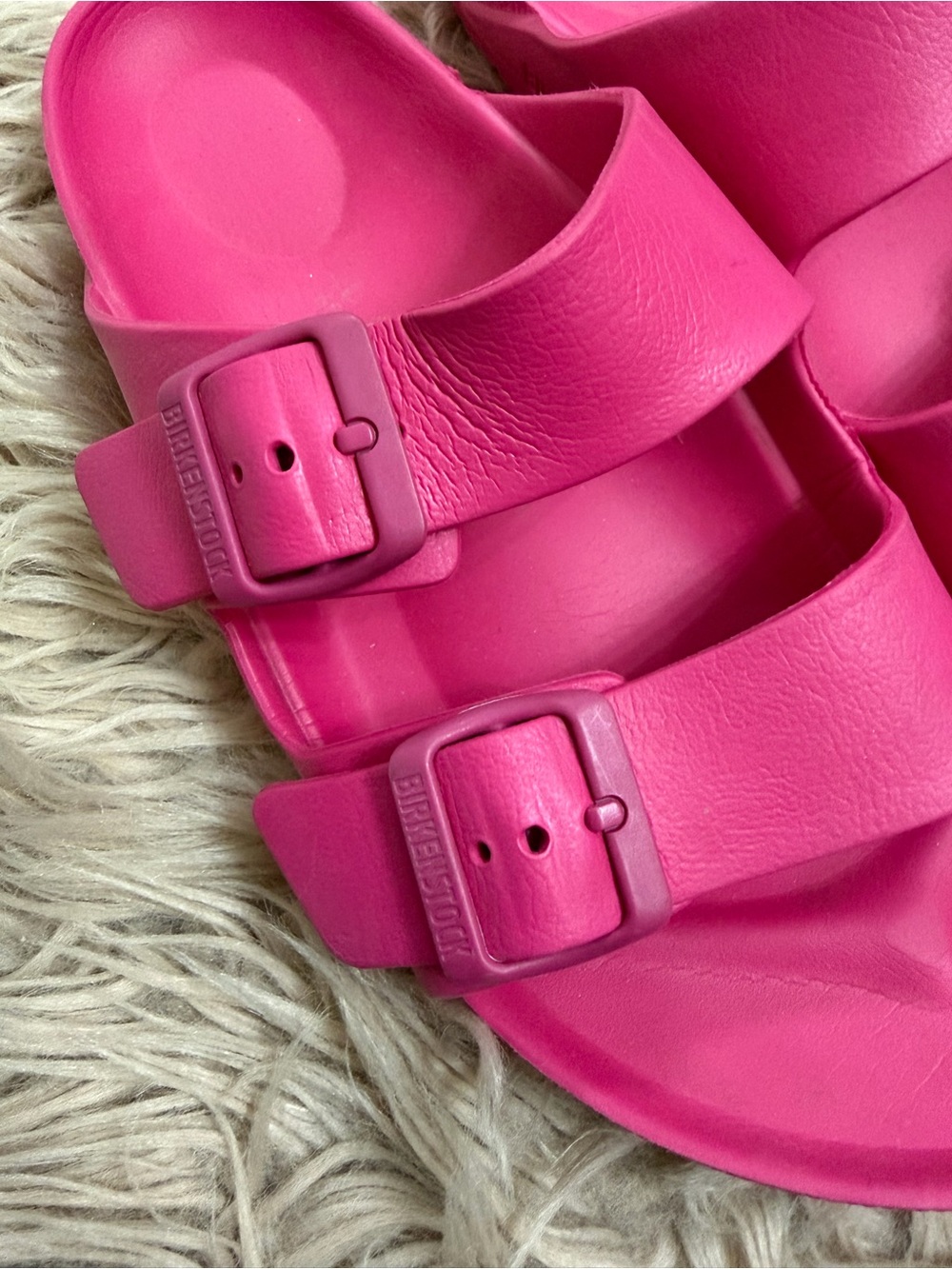 Women’s Birkenstock Pink Double-Strap Slide Sandals - Picture 3 of 3